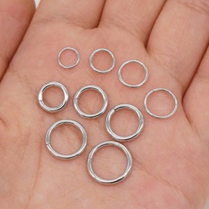 Aro de oro blanco sólido de 14K con bisagras, aro para ombligo, aro Huggie, aro para cartílago, aro para hélice, aro para nariz, joyería para Piercing de 20g/14g imagen 2