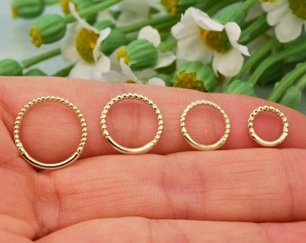 14k oro sólido 16g giro 6 mm 8 mm 10 mm 12 mm anillo de tabique, pendiente daith tragus hélice cartílago daith caracola piercing joyería oro amarillo/rosa