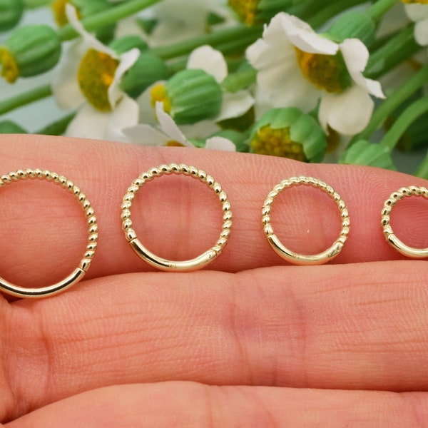 Anneau de septum en or massif 14 carats, torsade de 16 g, 6 mm 8 mm 10 mm 12 mm, boucle d'oreille Daith Tragus helix Cartilage conque Daith Piercing bijoux or jaune/Rose