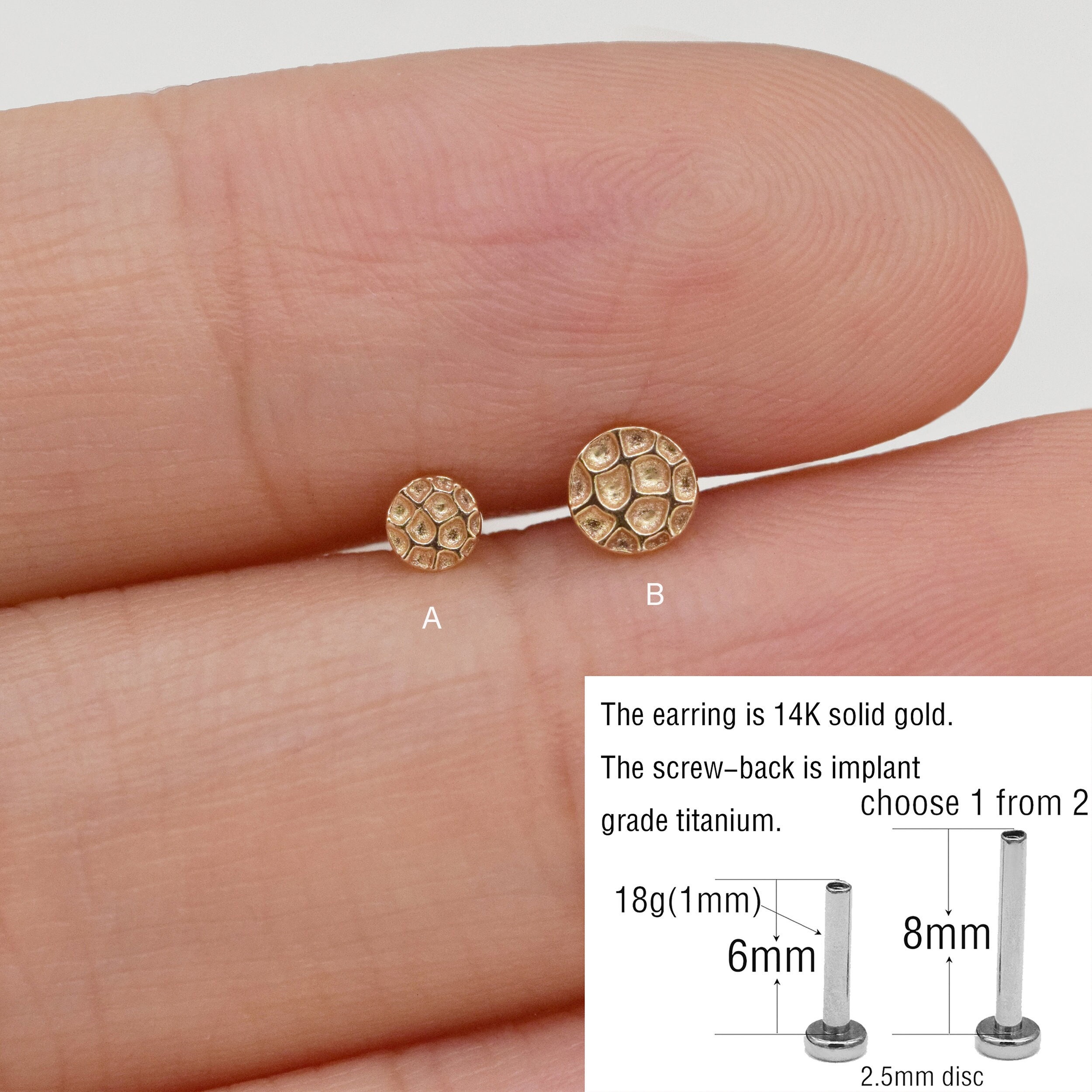Two Earring Back Replacements, Threaded 14K Solid Yellow Gold