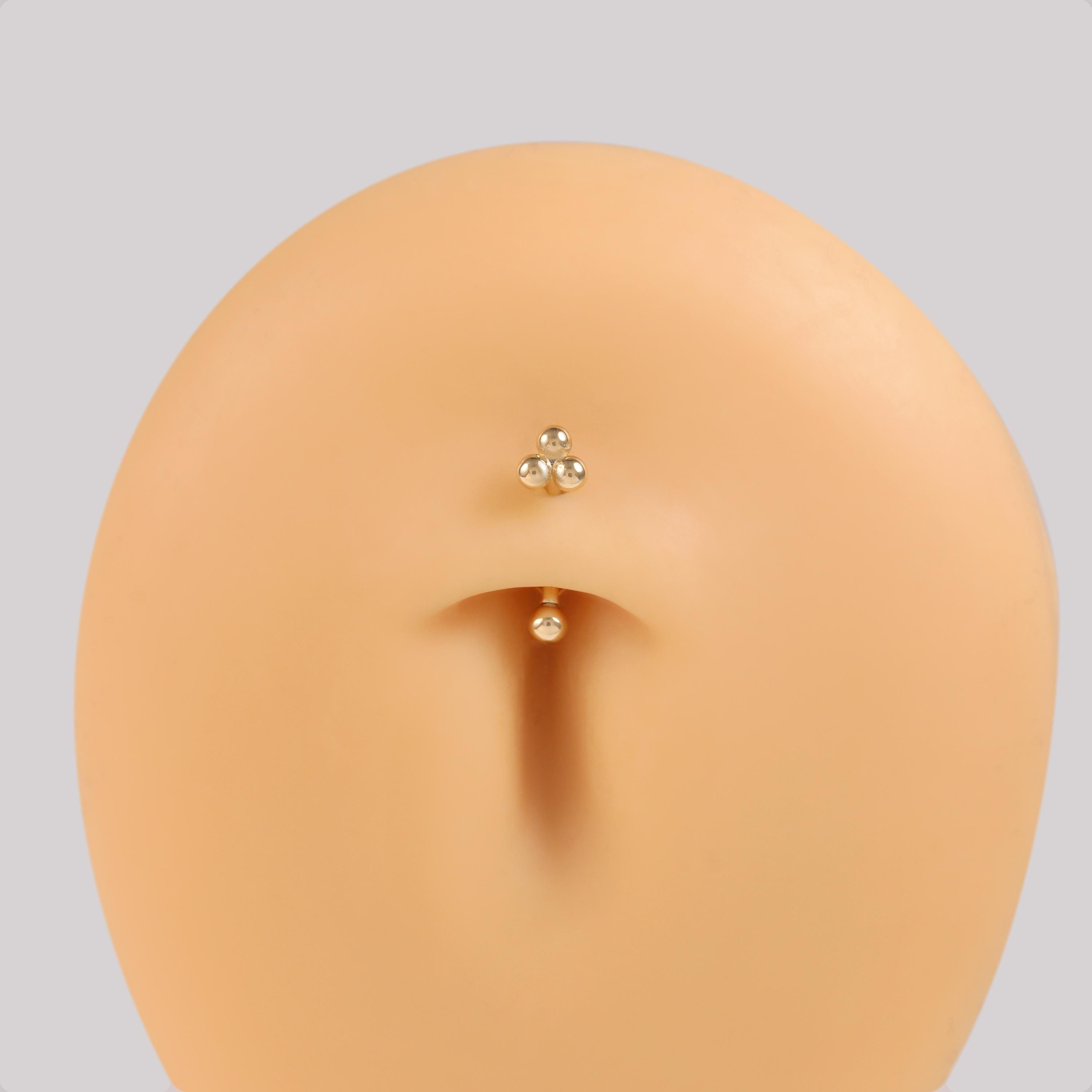 Triple Rook Piercing 14K Solid Gold Triple Beads Internally Threaded Rook Piercing: Three ...