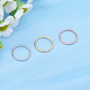 14-karatowe złoto z zawiasami Clicker Hoop Huggie Hoop Kolczyk na chrząstkę Muszla Hoop Helix Hoop Nose Hoop 18g / 16g Piercing Biżuteria Prezent dla mamy zdjęcie 8