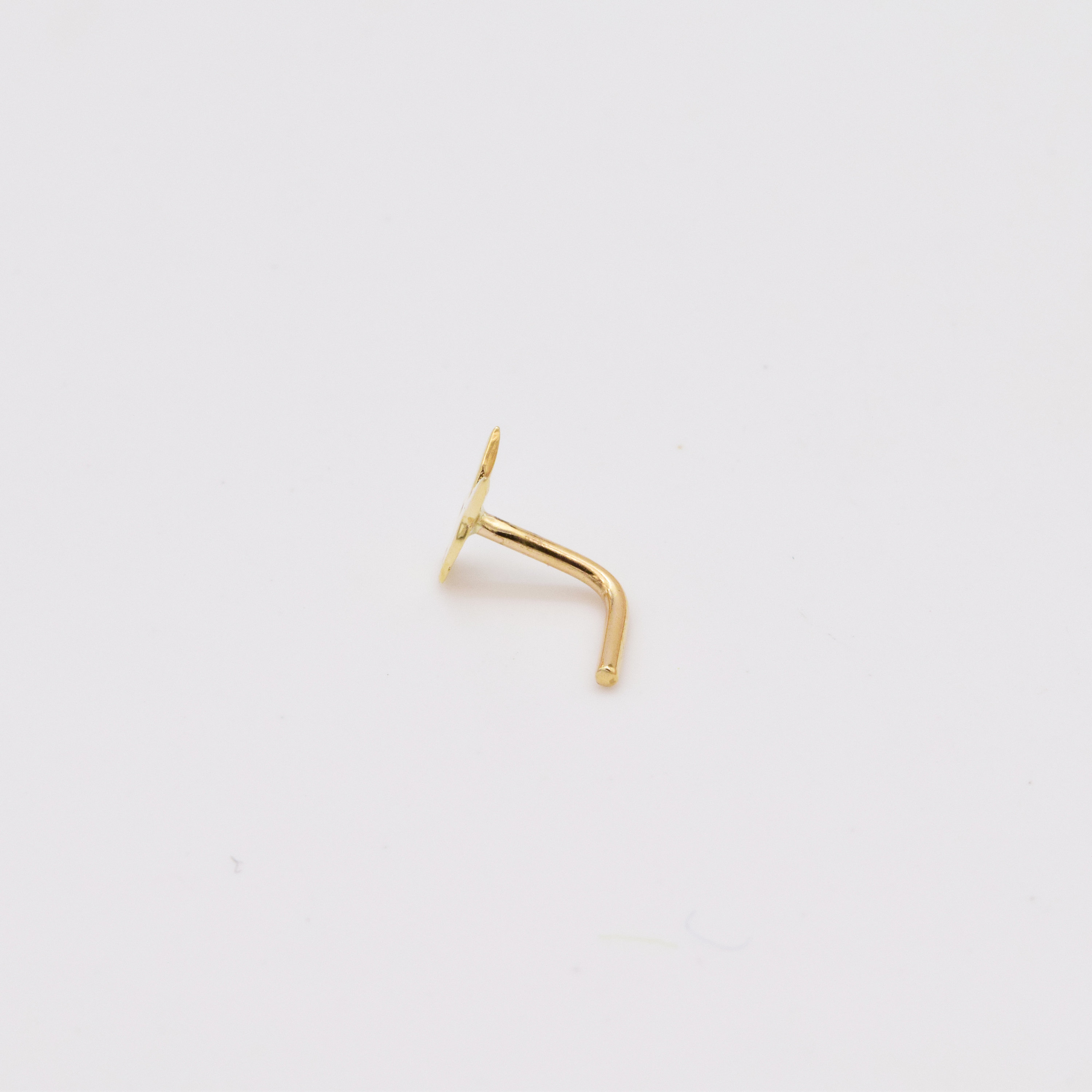 14K Solid Yellow Gold Bunny Nose Stud Ring – 20g, Rabbit Body Piercing, Unisex