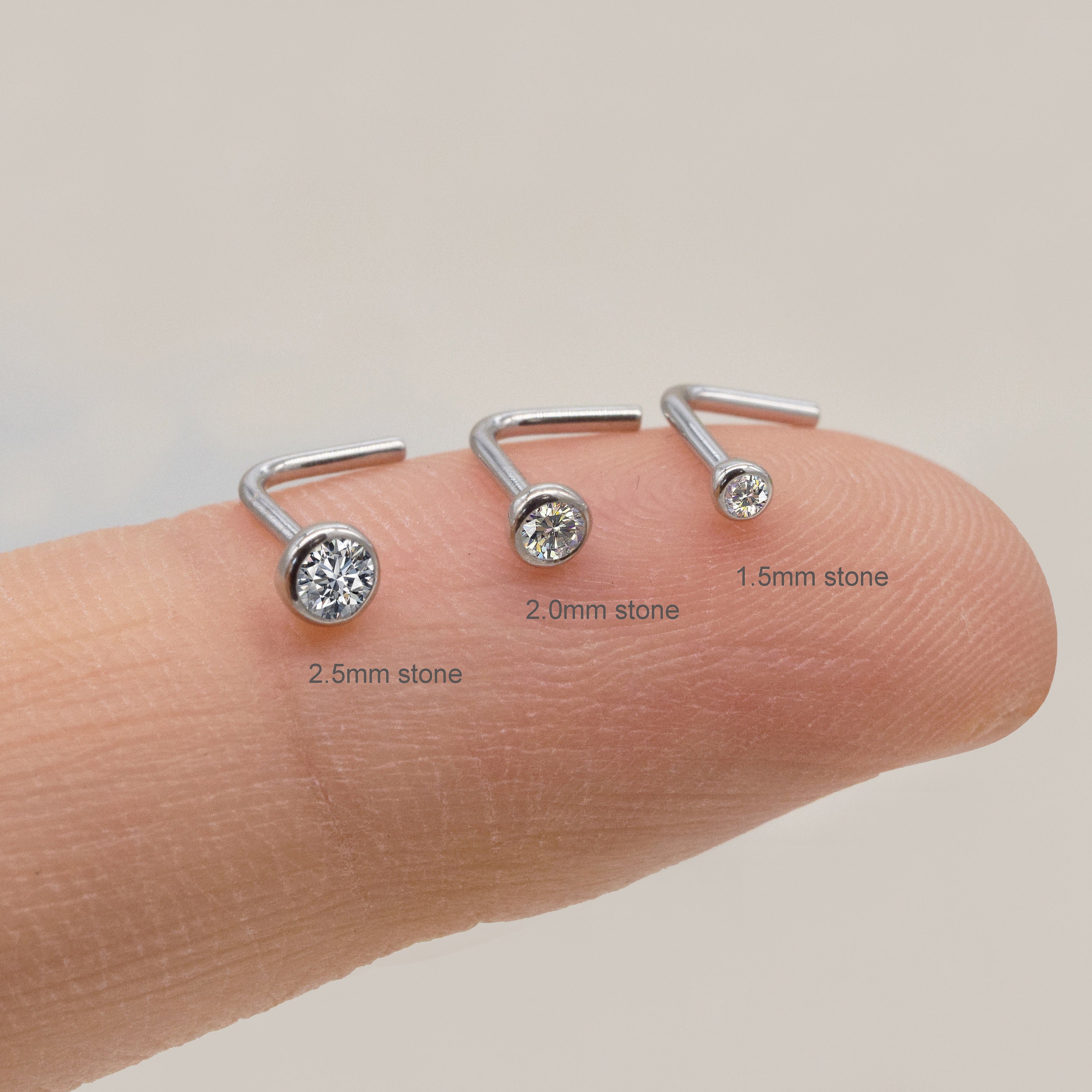 White gold shop nose ring stud