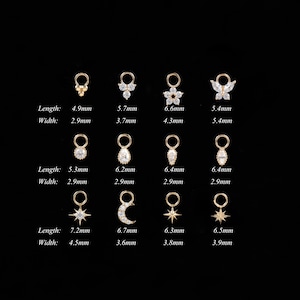 14K Solid Gold Tiny Helix Cartilage Charm, Dangle Clicker Necklace Bracelet Charm Pendent image 3
