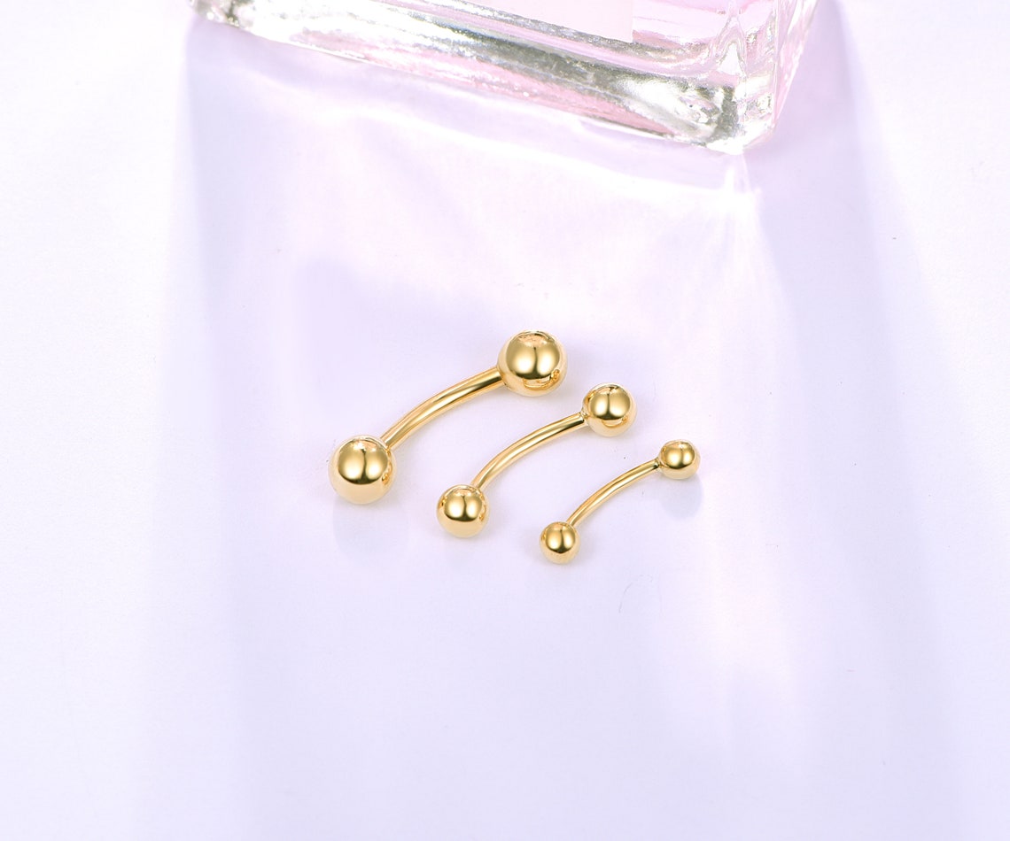 14k Solid Gold Belly Button Ring Rook Piercing Eyebrow - Etsy