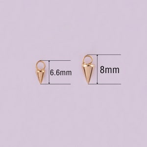 14K Solid Gold Dangle Spike Cartilage Hoop Charm Spike Huggies Charms Mini Charm Hoop Daith Helix Tragus Conch Rook Hoop Ear Ring Charms image 9