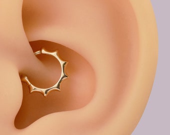 Orecchini A Cerchio Piercing Daith Setto – 8mm Clicker Cerniera, Acciaio Chirurgico Oro, Con Zirconi - Foto 2
