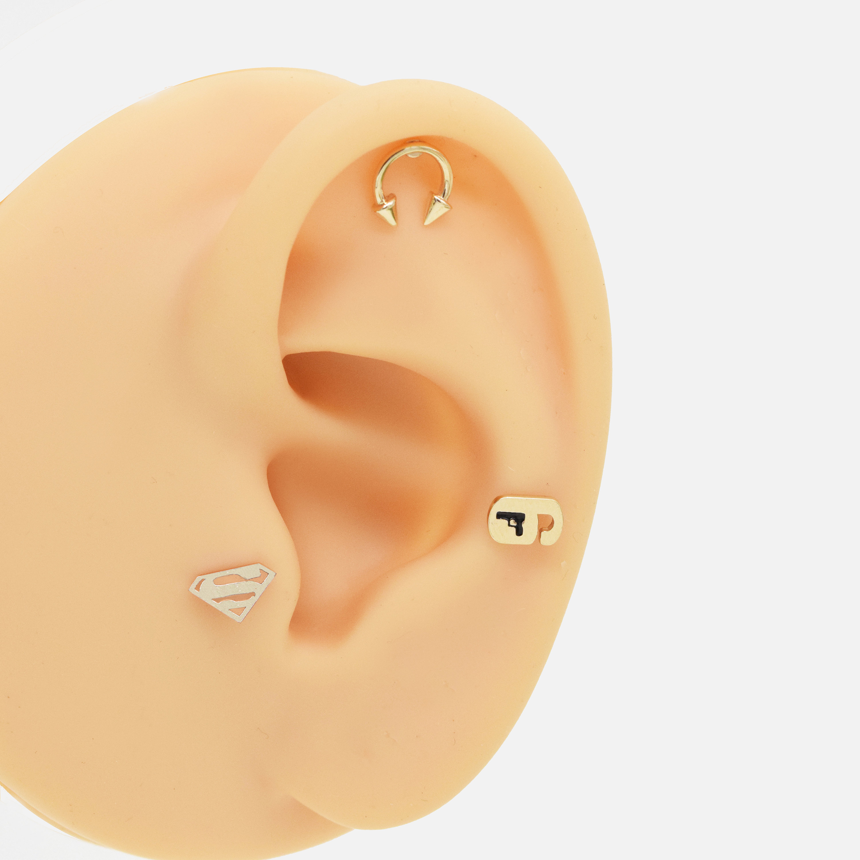 14k Solid Gold Cartilage Gold Stud Earrings Conch Earrings Etsy