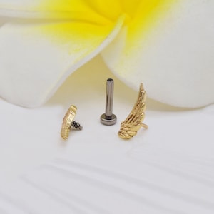 14k Solid Gold Rose Flower Stud Earring Cartilage Angel Wing Piercing Tragus Conch Earring Dainty Flower Helix Stud Screw Flat Back Earring image 7