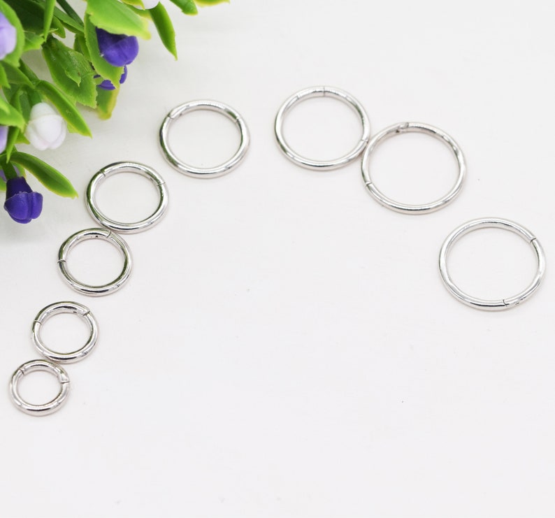 14K Solid White Gold Hinged Clicker Hoop Huggie Hoop Cartilage Earring Conch Hoop Helix Hoop Nose Hoop 18g 16g Piercing Jewelry Body Jewelry imagem 8