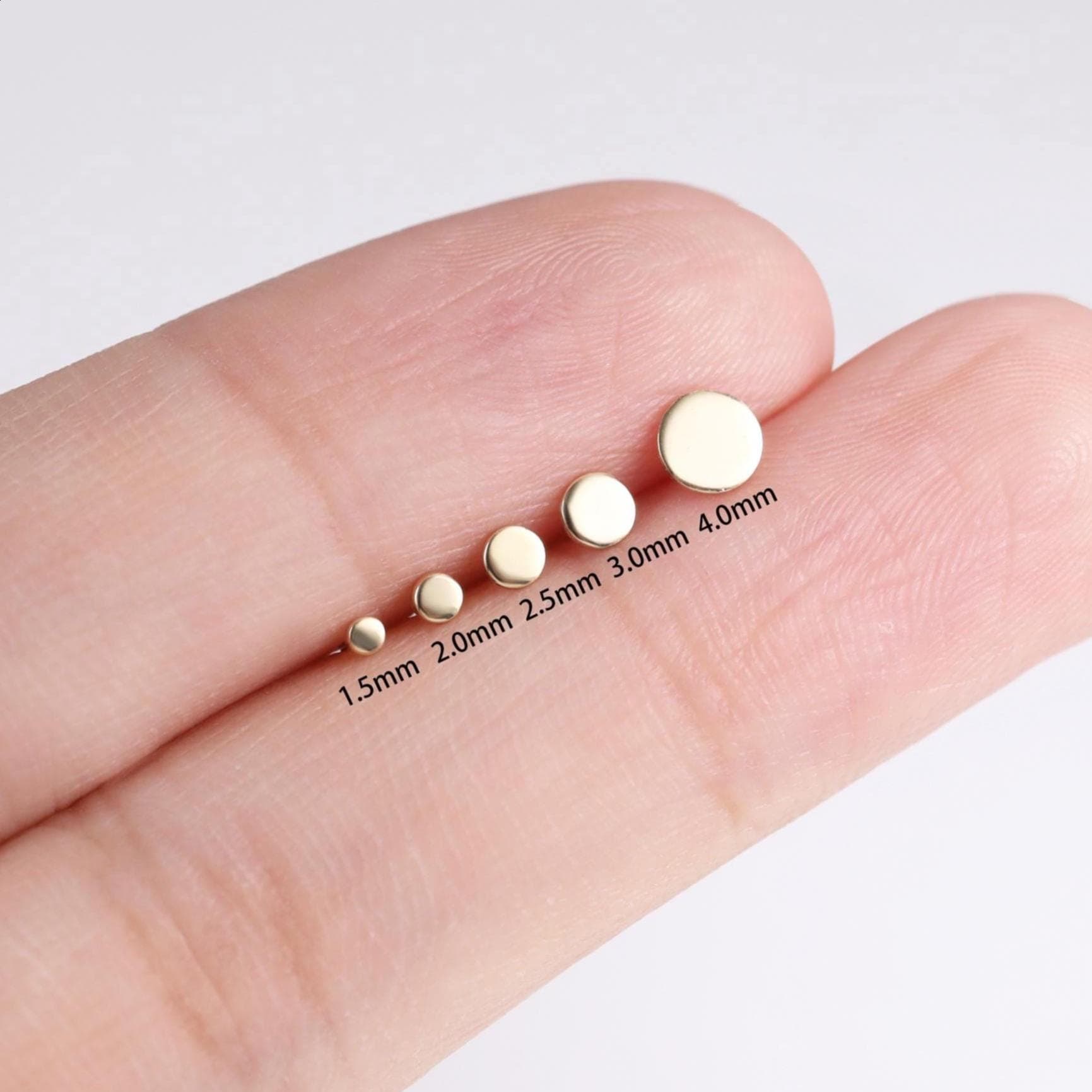 Orecchino A Bottone Triangolare In Oro Massiccio 14k Con Taglio - Foto 9