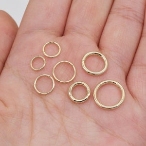 14K Solid Gold Hinged Clicker Hoop Belly Button Hoop Huggie Hoop Cartilage Earring Conch Hoop Helix Hoop Nose Hoop 20g/14g Piercing Jewelry image 2