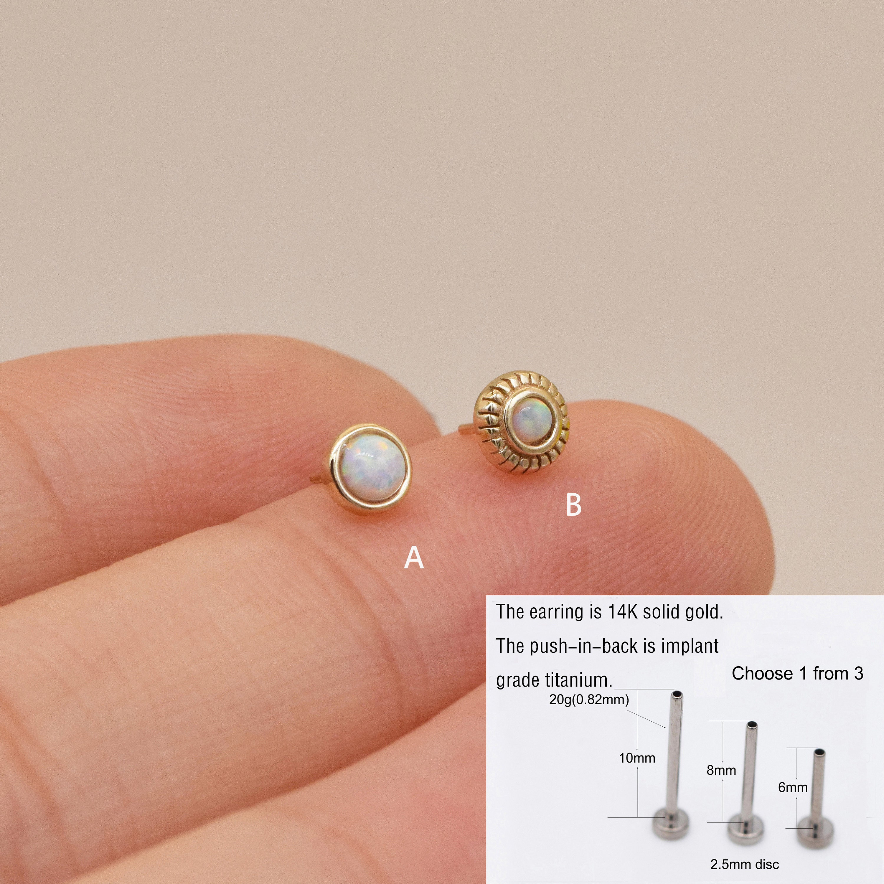 10x Hypoallergenic Gold Plated Stainless Steel Earring Studs  3mm/4mm/5mm/6mm/8mm/10mm/12mm/14mm Blank Flat Back Pad Cabochon Settings  F123 