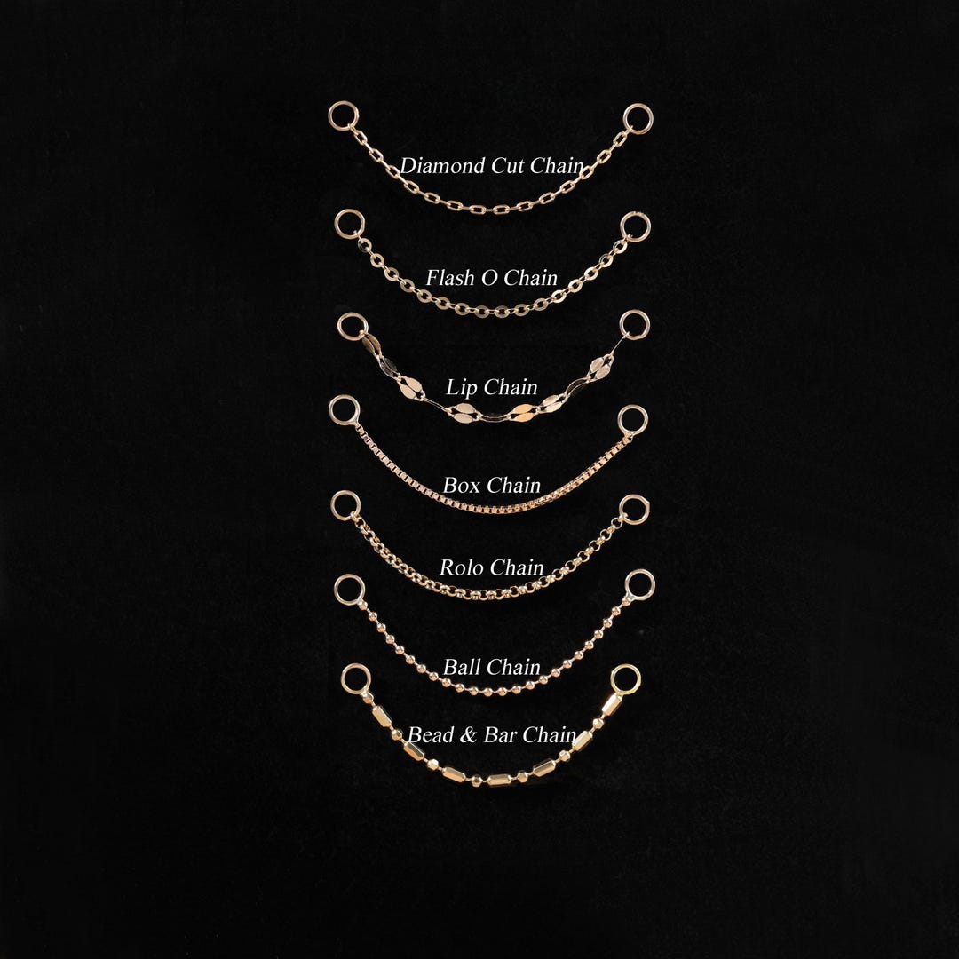 14k Solid Gold Custom Dangle Chain Attachment Industrial Chain Single ...