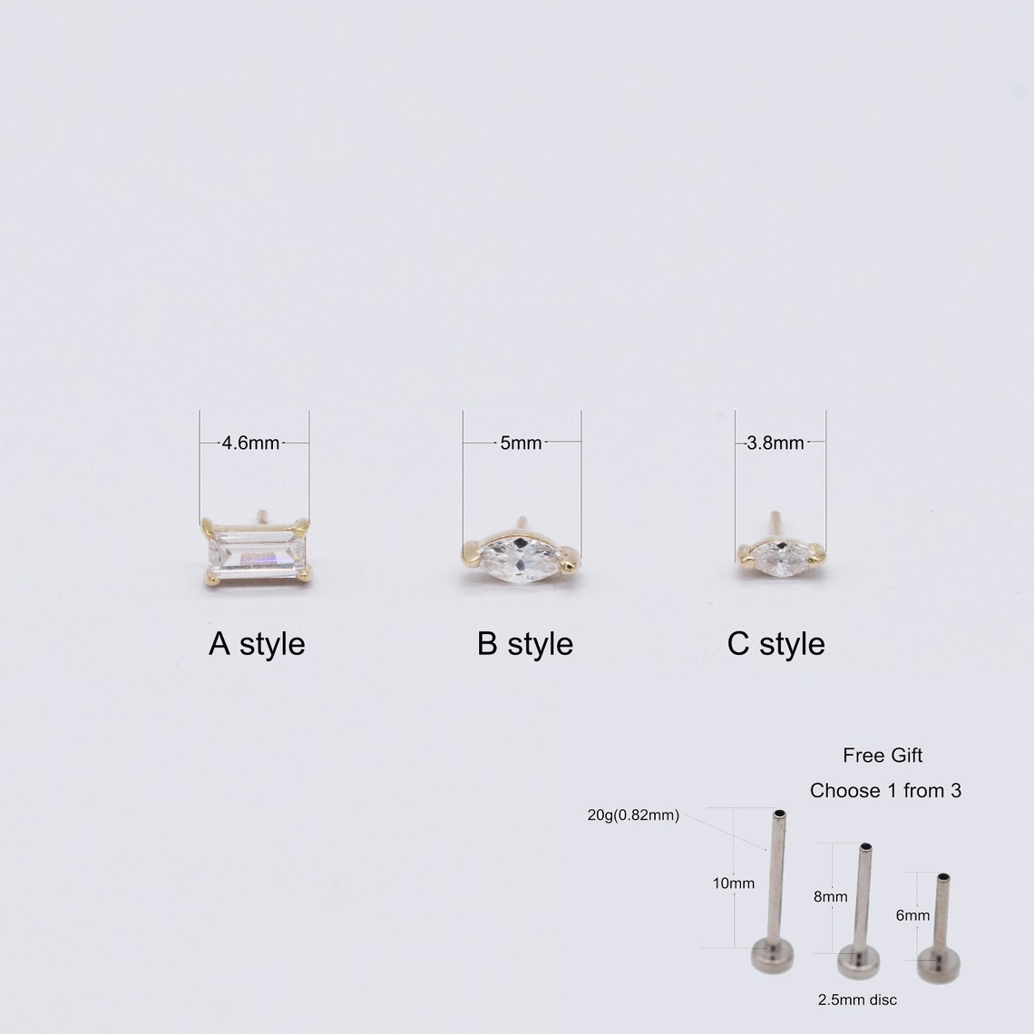 14k Solid Gold Dainty Cartilage Gold Stud Earrings Conch Etsy