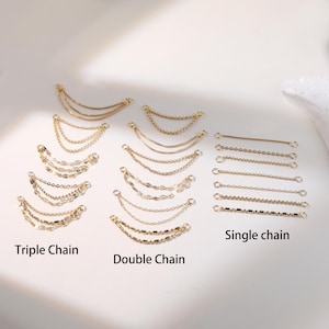 14k Solid Gold Custom Dangle Chain Attachment Industrial Chain Sequin Helix Chain DIY Nose Chain Single Double Triple Layer Ear Chain