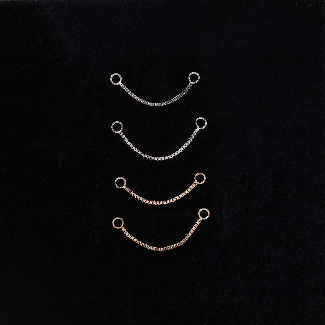 14K Solid Gold Dangle Box Chain White Gold Single Box Chain Accessory ...