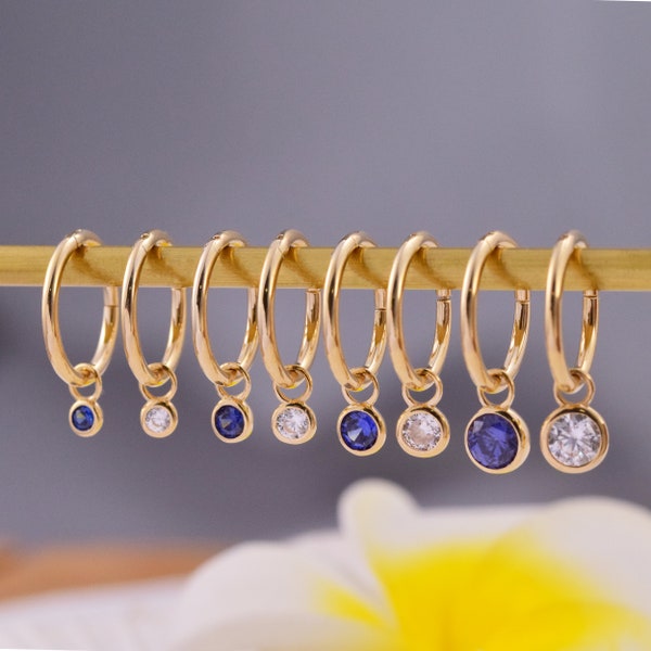 14K Solid Gold Tanzanite Bezal Charm DIY Gold Charm Dangle Tanzanite Charm Helix Hoop Charm Tanzanite Charm Pendant Cartilage Hoop Charm