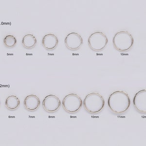 14K Solid White Gold Hinged Clicker Hoop Huggie Hoop Cartilage Earring Conch Hoop Helix Hoop Nose Hoop 18g 16g Piercing Jewelry Body Jewelry image 9