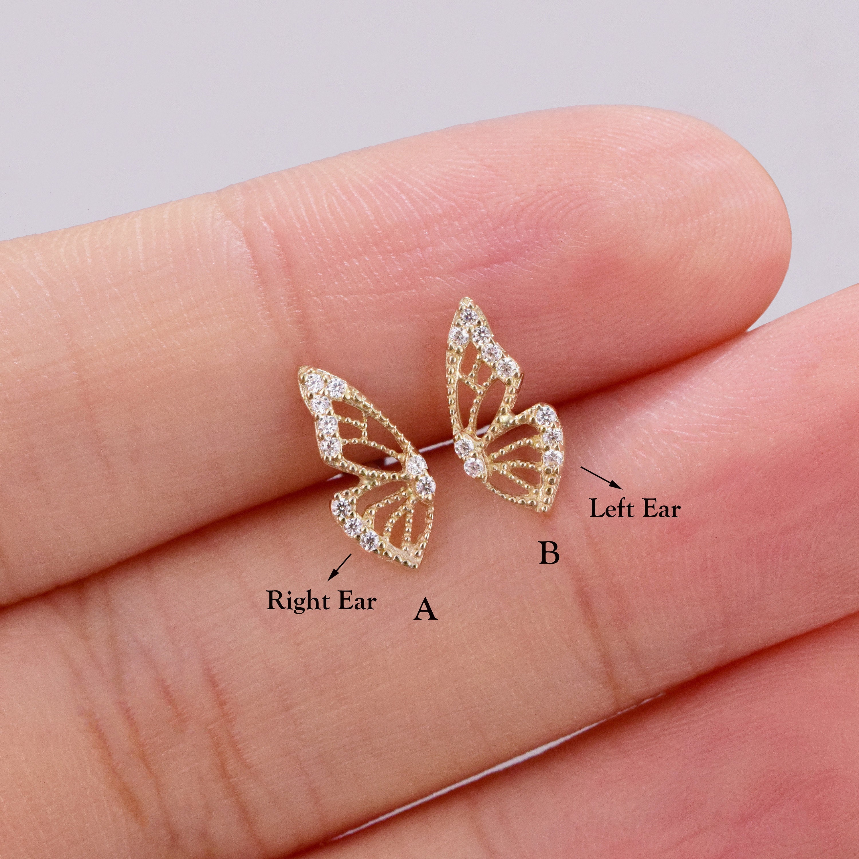 14K White Gold Ear Nuts Butterfly Medium Earring Backs Stamped 14K