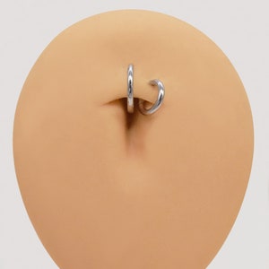 14K Or Blanc Massif Hinged Clicker Hoop Belly Button Hoop Huggie Hoop Cartilage Conch Hoop Helix Hoop Nose Hoop 20g / 14g Piercing Bijoux image 4