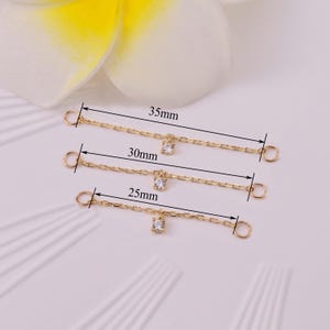 14k Solid Gold Sparkling Dangle Chain Connector Drop Chain Charm Minimalist Jewelry Earring Accessories Helix Chain For Huggie Hoop And Stud image 8