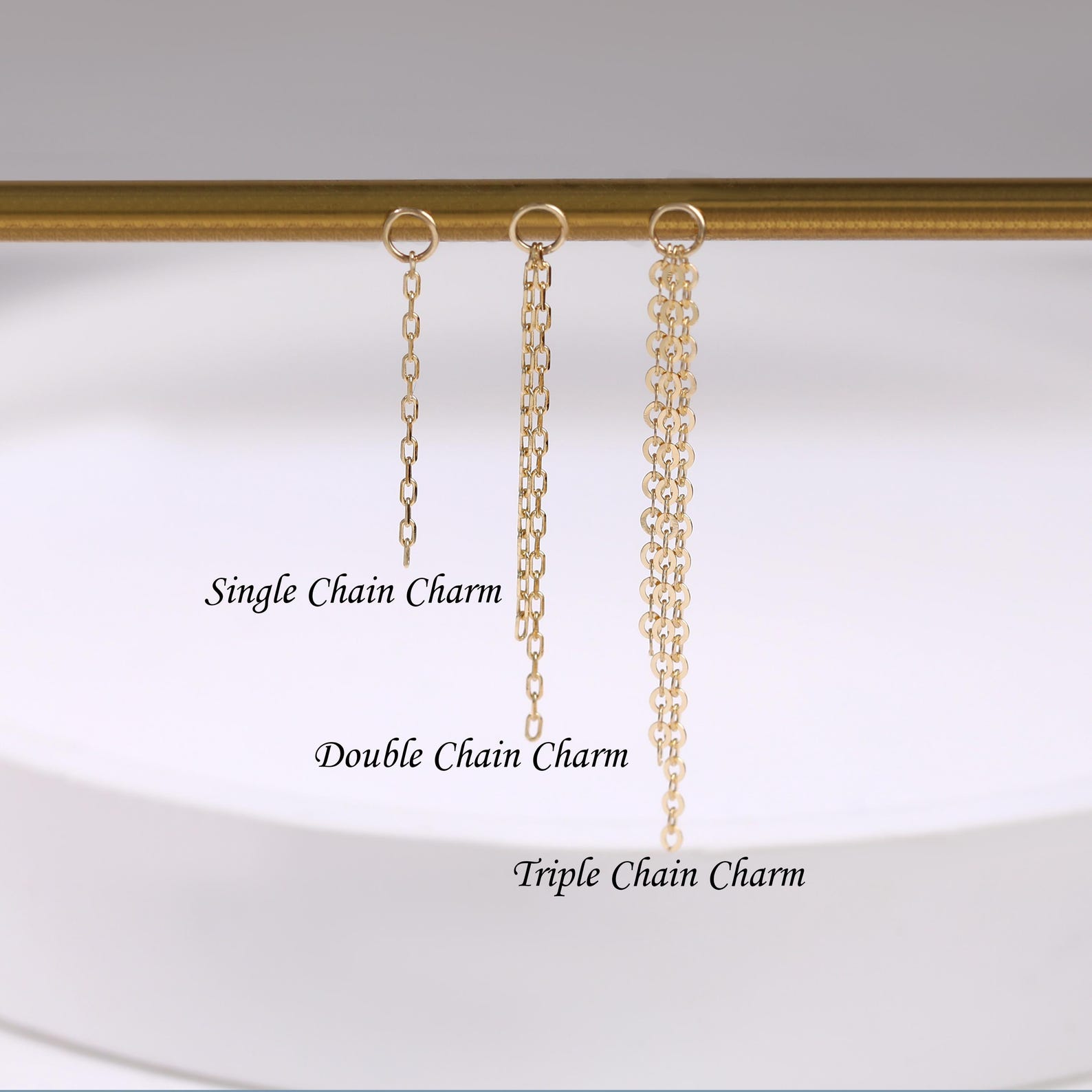14k Solid Gold Custom Dangle Charm Connector, DIY Helix Cartilage Rook ...