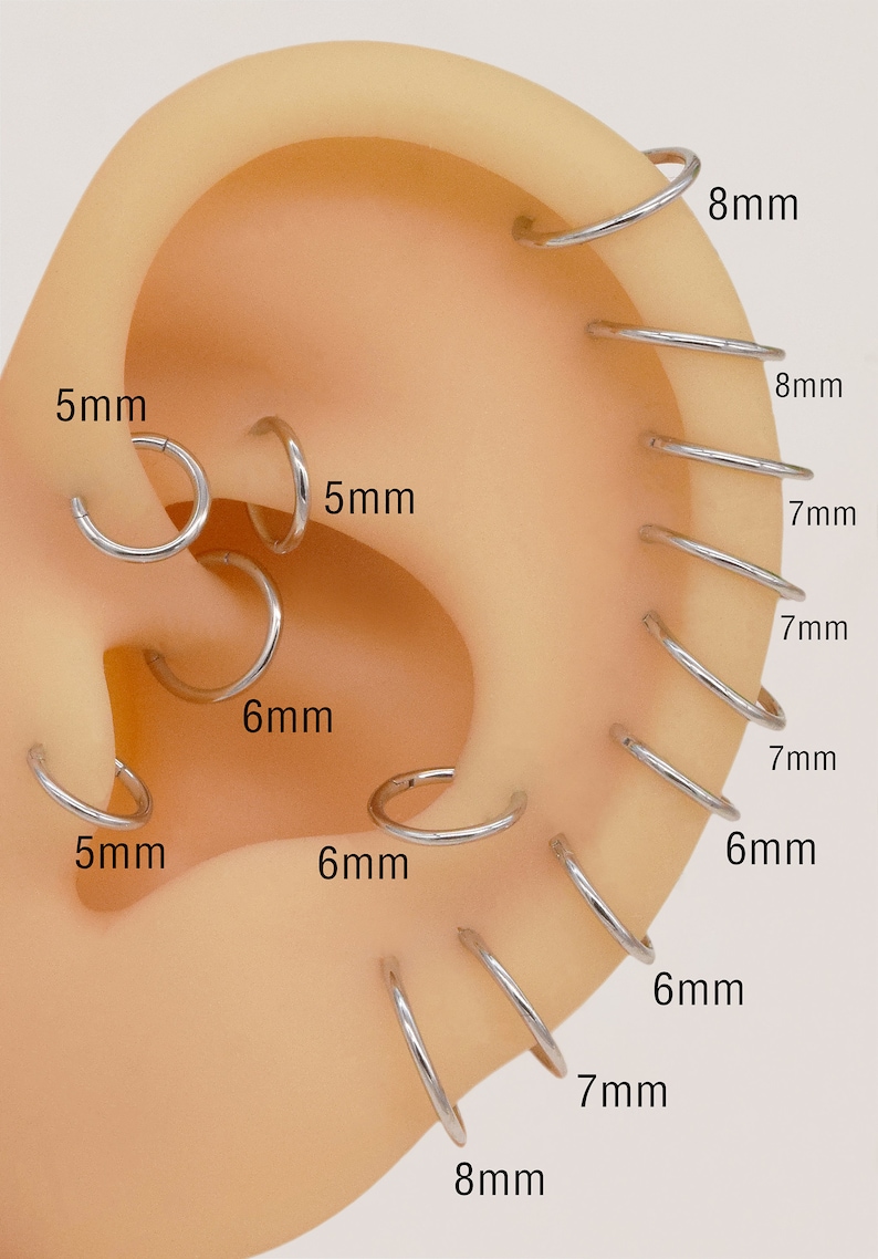 14K Or Blanc Massif Hinged Clicker Hoop Belly Button Hoop Huggie Hoop Cartilage Conch Hoop Helix Hoop Nose Hoop 20g / 14g Piercing Bijoux image 3