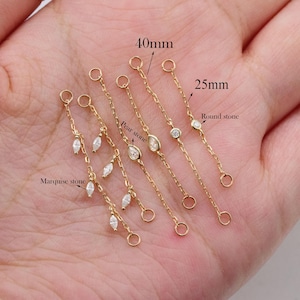 14K Solid Gold Chain Earring Jacket Fringe Dangle Chain Charm Accessory Convertible Chain Earring Chain Attachment Chain Connector Piercing