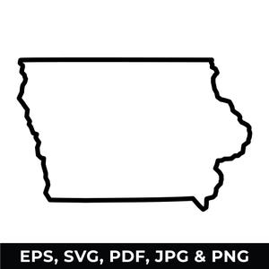 Iowa State Outline SVG, Iowa Map Clipart, Iowa Outline PNG, Digital Download files for Cricut, Silhouette Cut Files