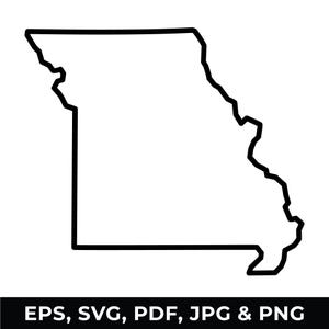 Missouri State Outline SVG, Missouri Map Clipart, Missouri Outline PNG, Digital Download files for Cricut, Silhouette