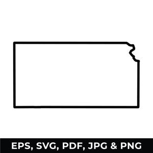 Kansas State Outline SVG, Kansas Map Clipart, Kansas Outline PNG, Digital Download files for Cricut, Silhouette Cut Files