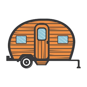 Vintage Camper Trailer Clipart Vector Illustration