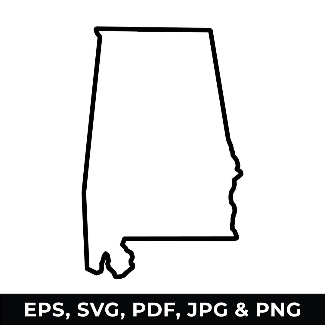 Alabama Vector File Alabama State Outline: Vector Map Clipart (digital Download) - Etsy