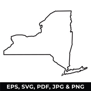 Overzicht staat New York SVG, New York kaart clipart, New York overzicht png, digitale downloadbestanden voor Cricut, Silhouette