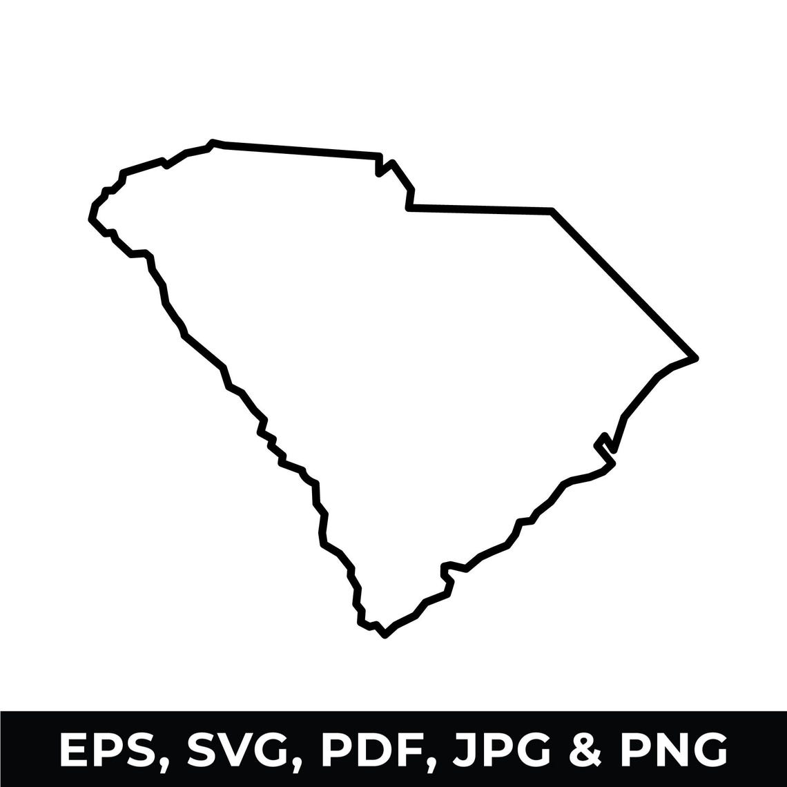 Sc Line Drawings South Carolina Outline: SC Map Clipart (digital Download) - Etsy