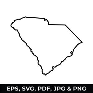 South Carolina Outline SVG, South Carolina Map Clipart, South Carolina Outline PNG, Digital Download files for Cricut, Silhouette