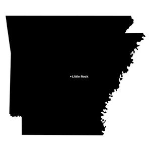 Carte de l'État de l'Arkansas avec Little Rock Capital, silhouette vecteur marqué, fichiers numériques SVG et PNG