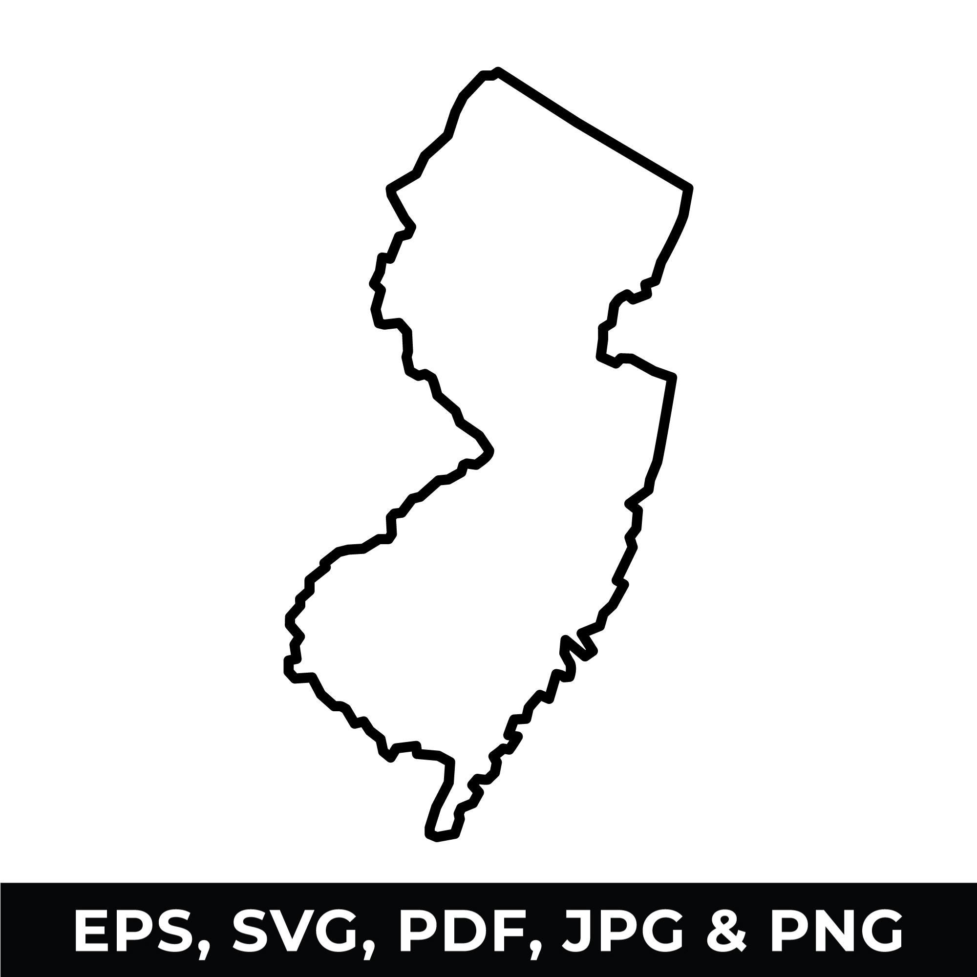New Jersey State Outline: Map Clipart SVG, PNG (digital Download) - Etsy