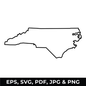 North Carolina State Outline SVG, North Carolina Map Clipart, North Carolina Outline PNG, Digital Download files for Cricut, Silhouette