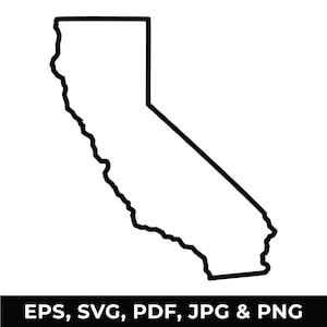 Contorno do estado da Califórnia SVG, clipart de mapa da Califórnia, contorno da Califórnia PNG, arquivos de download digital para Cricut, arquivos de corte Silhouette