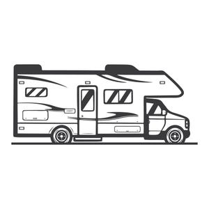 RV Camper Van Black Color Clipart Vector Illustration