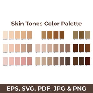 Skintones Color Palette With Hex Codes - Digital Skin Tone Swatches for Artists and Designers - Digital Download