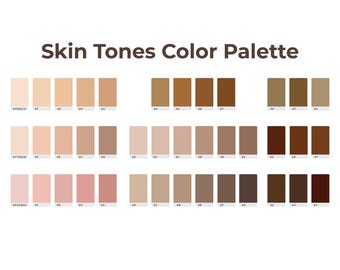 Hauttöne Farbpalette Mit Hex Codes - Digitale Hautton Swatches für Künstler und Designer - Digital Download