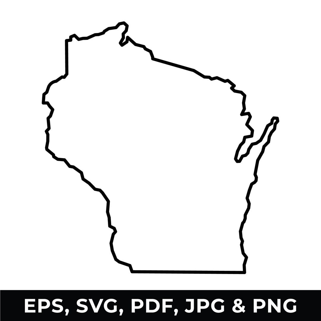 Wisconsin State Outline: Map Clipart SVG, PNG (digital Download) - Etsy