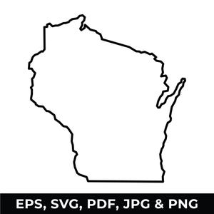 Wisconsin State Outline SVG, Wisconsin Map Clipart, Wisconsin Outline PNG, Digital Download files for Cricut, Silhouette