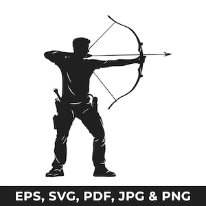 Archer Silhouette SVG PNG - Bow and Arrow Archery Sport Clipart Vector