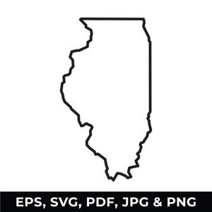 Illinois State Outline SVG, Illinois Map Clipart, Illinois Outline PNG, Digital Download files for Cricut, Silhouette Cut Files