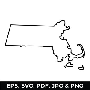 Massachusetts State Outline SVG, Massachusetts Map Clipart, Massachusetts Outline PNG, Digital Download files for Cricut, Silhouette